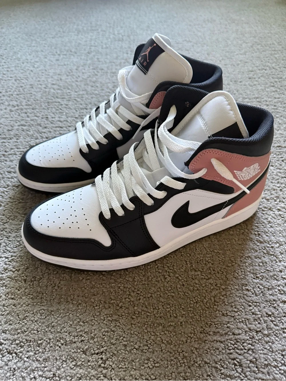 Jordan Mid-Top Sneakers in White, Black and Pink Men’s 12